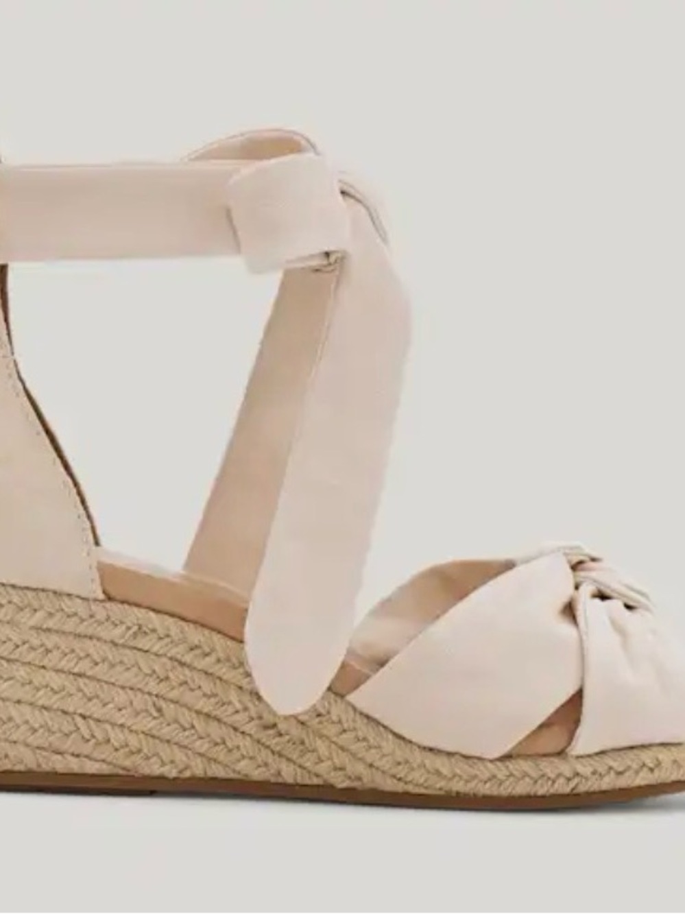 UGG Yarrow Neutral Beige Knotted Espadrille Wedge Sandals with Wrap Ties
